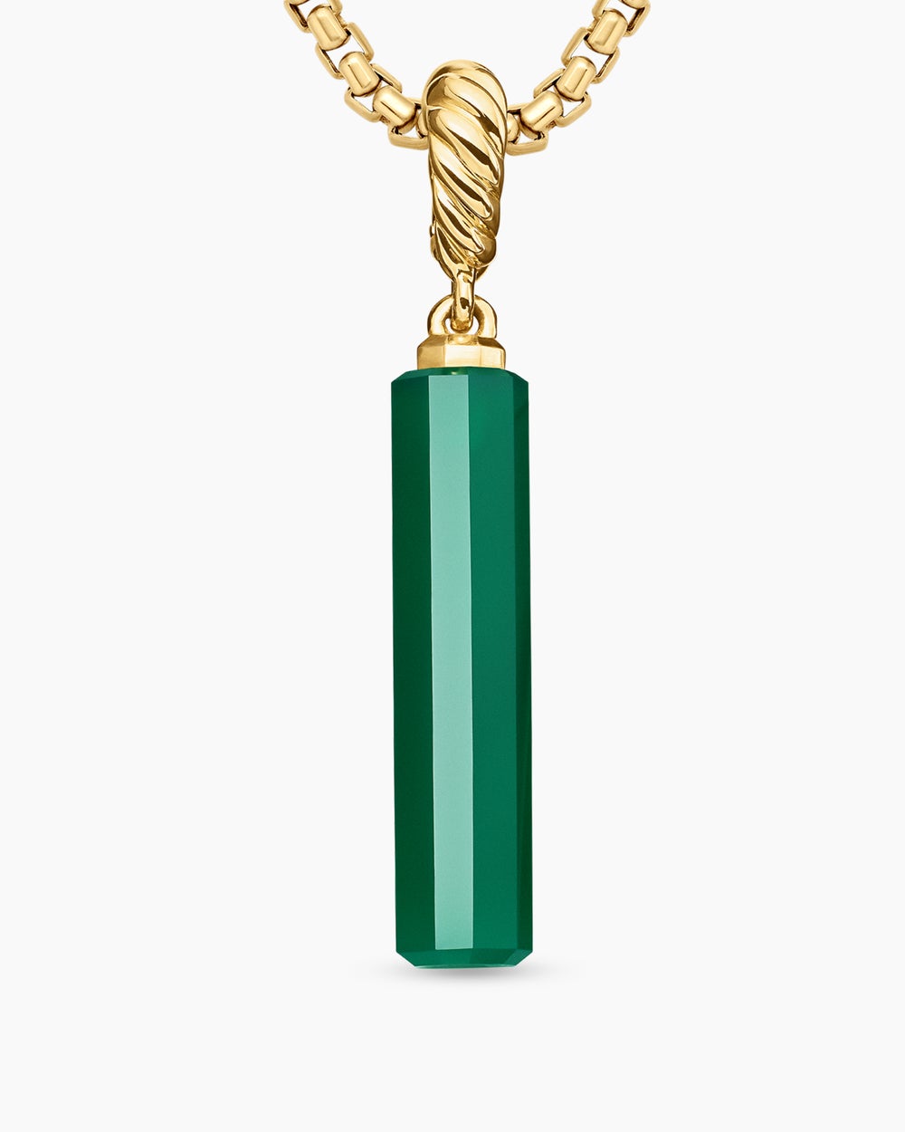 Womens Barrel Amulet with Green Onyx and 18K Yellow Gold, 20mm
