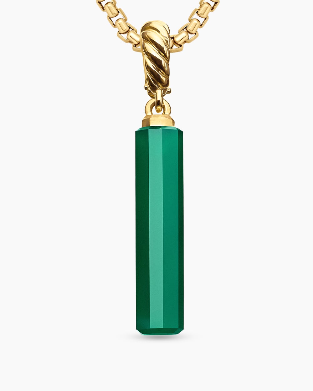 Womens Barrel Amulet with Green Onyx and 18K Yellow Gold, 20mm