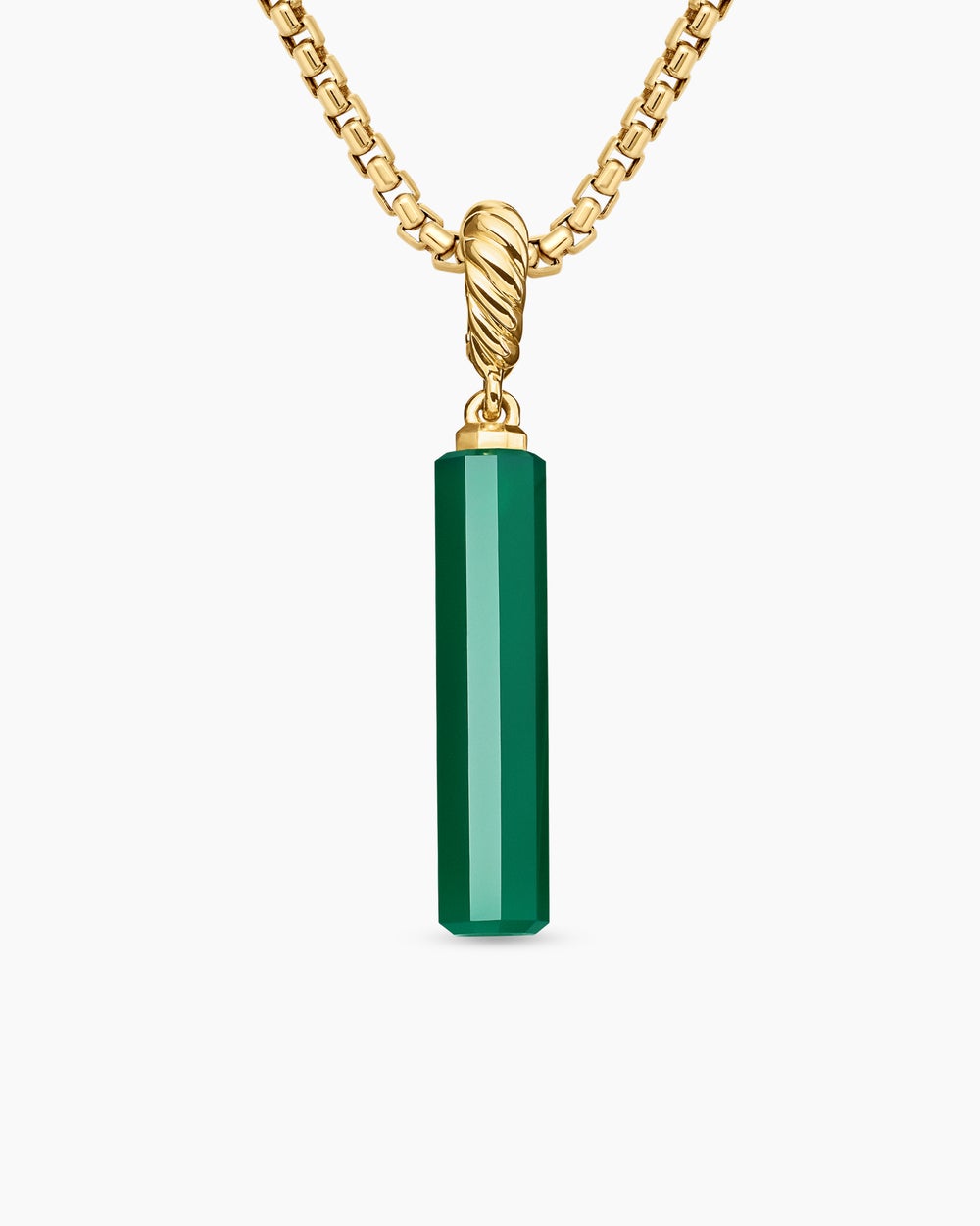 Womens Barrel Amulet with Green Onyx and 18K Yellow Gold, 20mm