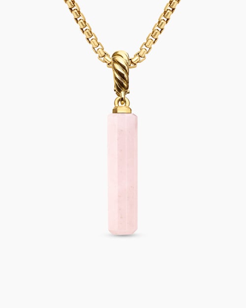 Womens Barrel Amulet with Pink Opal and 18ct Yellow Gold, 20mm