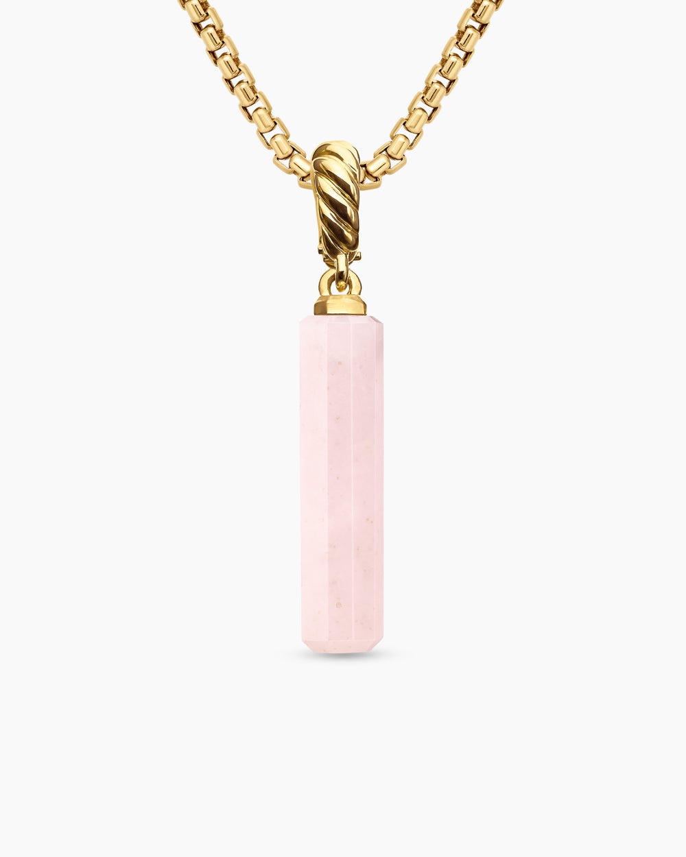 Womens Barrel Amulet with Pink Opal and 18K Yellow Gold, 20mm