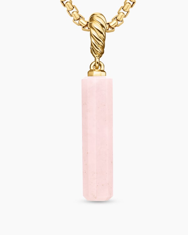 Barrel Amulet with Pink Opal and 18K Yellow Gold, 20mm