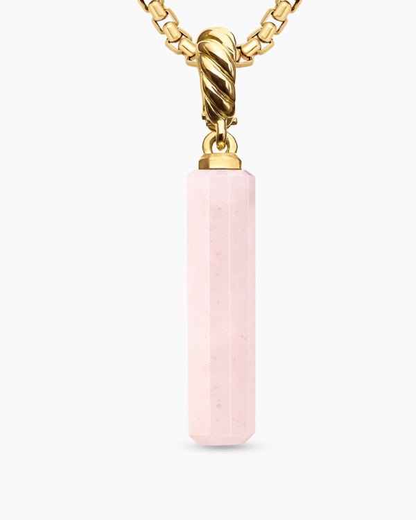 Barrel Amulet with Pink Opal and 18K Yellow Gold, 20mm