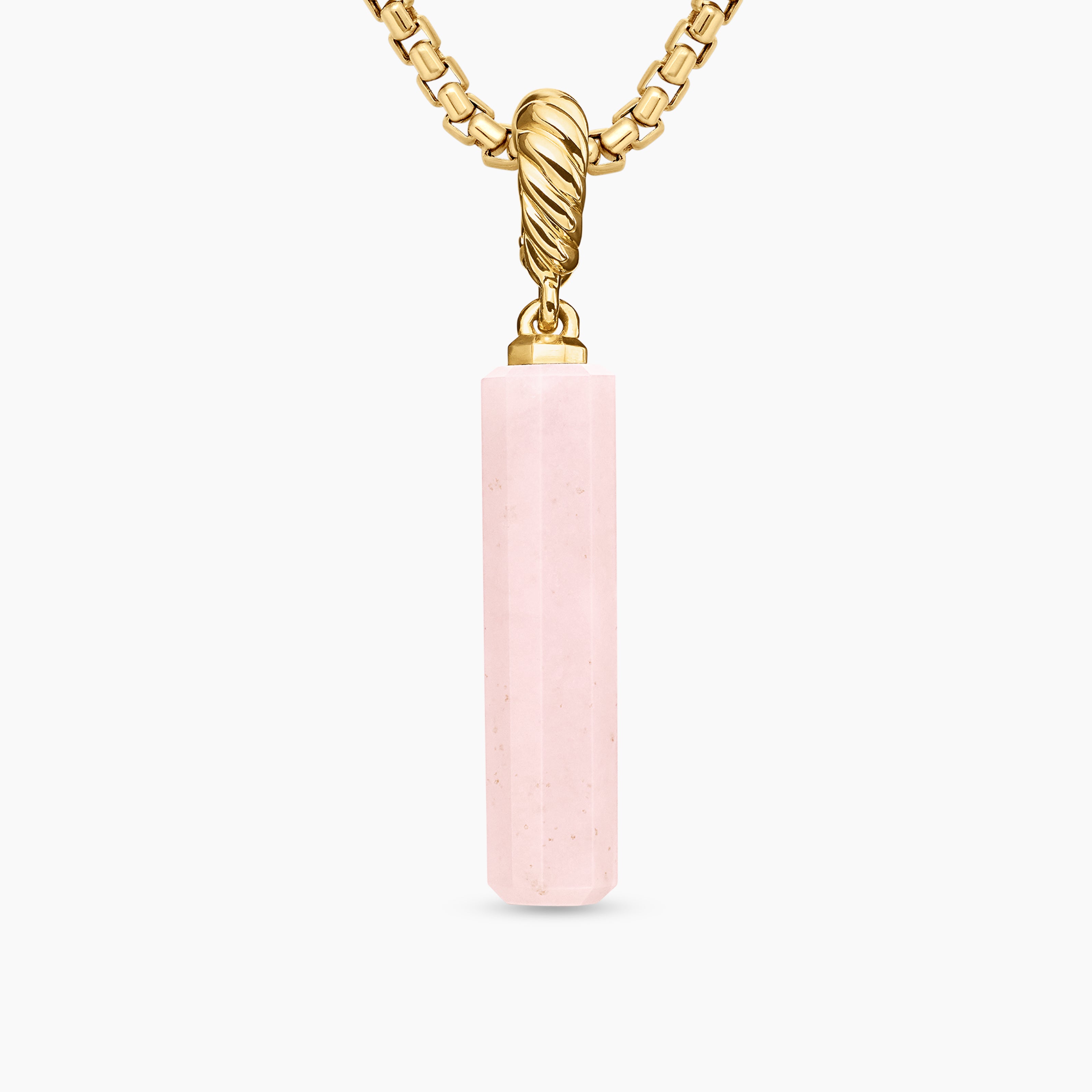 Womens Barrel Amulet with Pink Opal and 18K Yellow Gold, 20mm