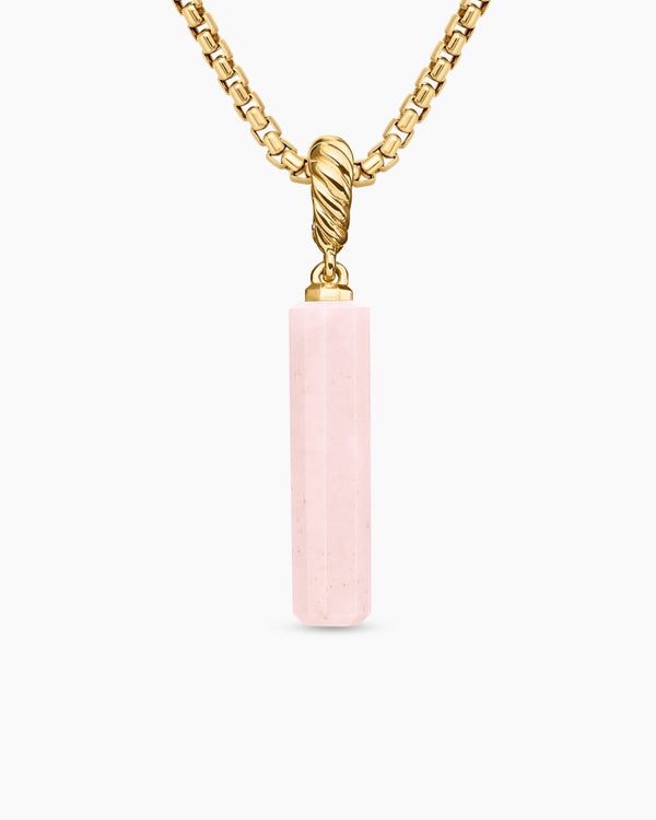 Barrel Amulet with Pink Opal and 18K Yellow Gold, 20mm