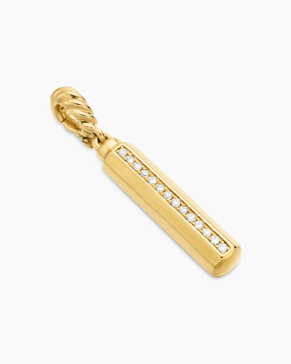 Barrel Amulet in 18K Yellow Gold with Diamonds, 20mm