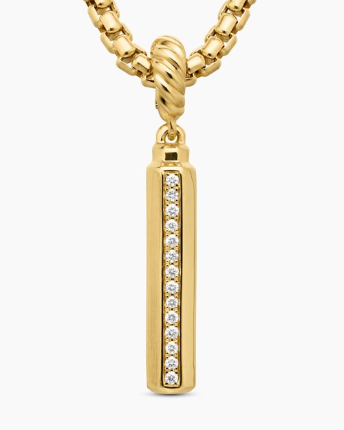 Womens Barrel Amulet in 18K Yellow Gold with Diamonds, 20mm