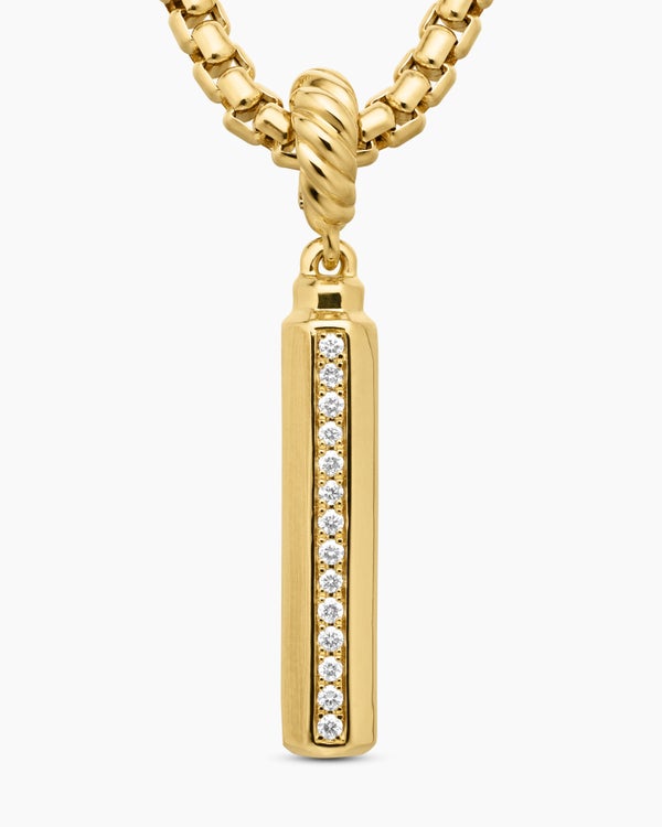 Barrel Amulet in 18K Yellow Gold with Diamonds, 20mm