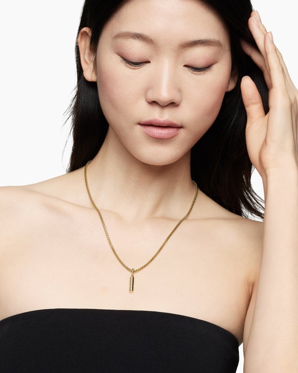 Barrel Amulet in 18K Yellow Gold with Diamonds, 27mm
