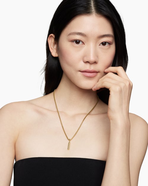 Womens Barrel Amulet in 18K Yellow Gold with Diamonds, 20mm