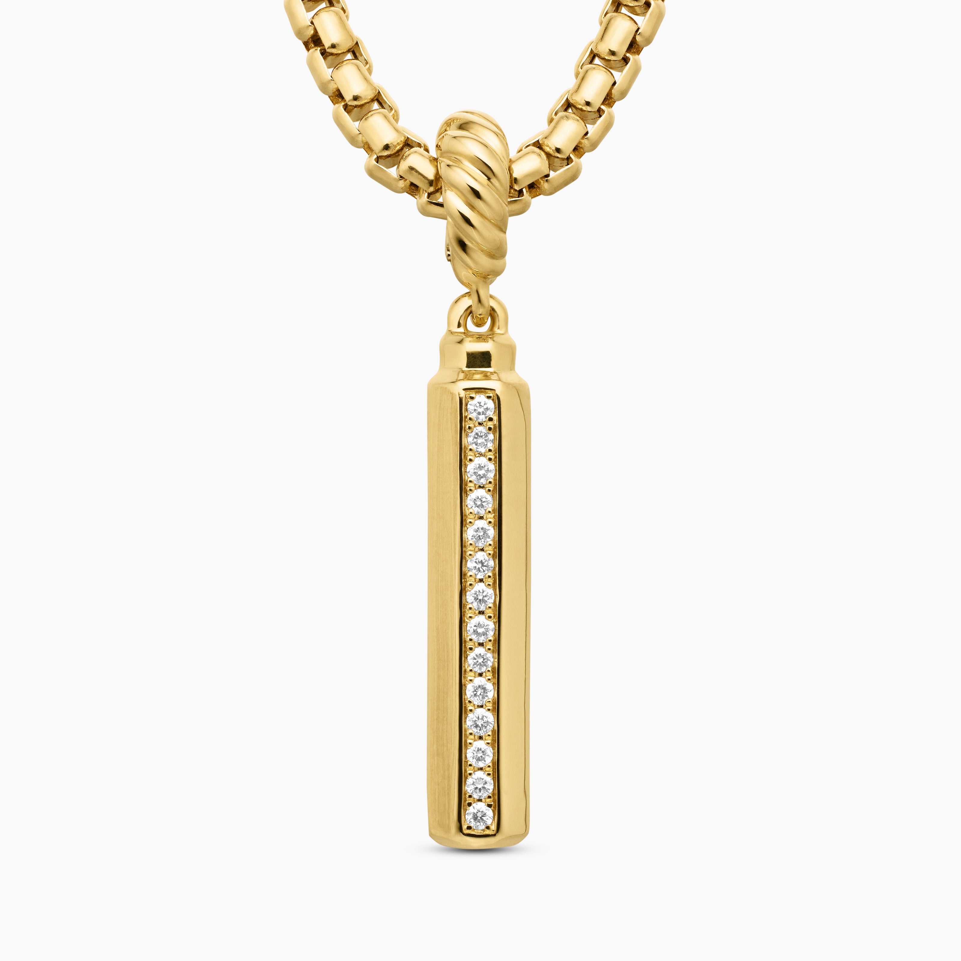 Womens Barrel Amulet in 18K Yellow Gold with Diamonds, 20mm