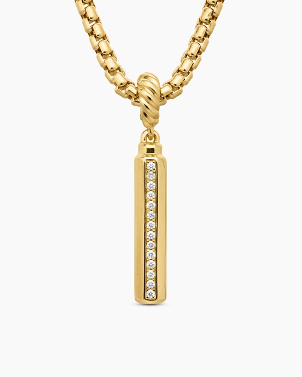 Barrel Amulet in 18K Yellow Gold with Diamonds, 27mm