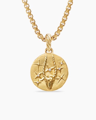 Capricorn Amulet in 18K Yellow Gold with Diamonds, 28.7mm