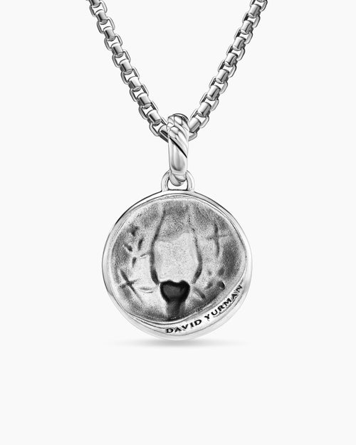 Womens Capricorn Amulet in Sterling Silver with 18ct Yellow Gold and Diamonds, 19mm