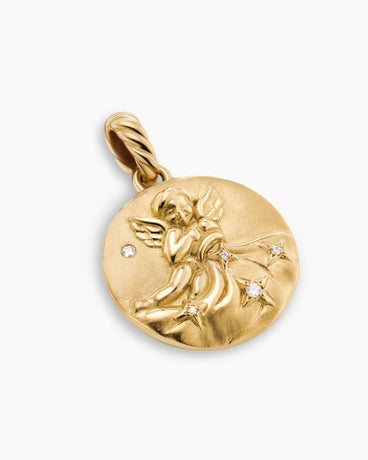 Aquarius Amulet in 18K Yellow Gold with Diamonds, 28.7mm