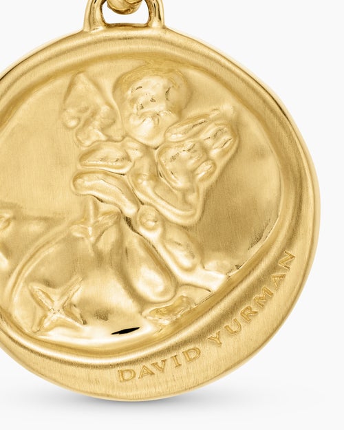 Womens Aquarius Amulet in 18K Yellow Gold with Diamonds, 19mm