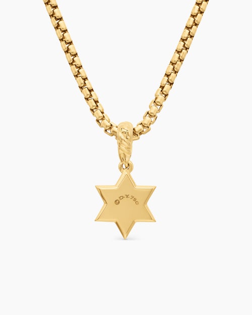 Womens Star of David Amulet in 18K Yellow Gold with Center Diamond, 13.2mm