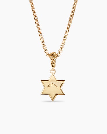 Star of David Amulet in 18K Yellow Gold with Centre Diamond, 22.3mm