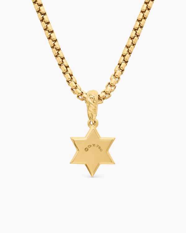 Star of David Amulet in 18K Yellow Gold with Center Diamond, 13.2mm