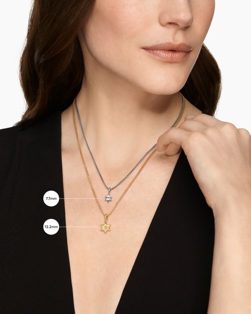 Womens Star of David Amulet in 18K Yellow Gold with Center Diamond, 13.2mm