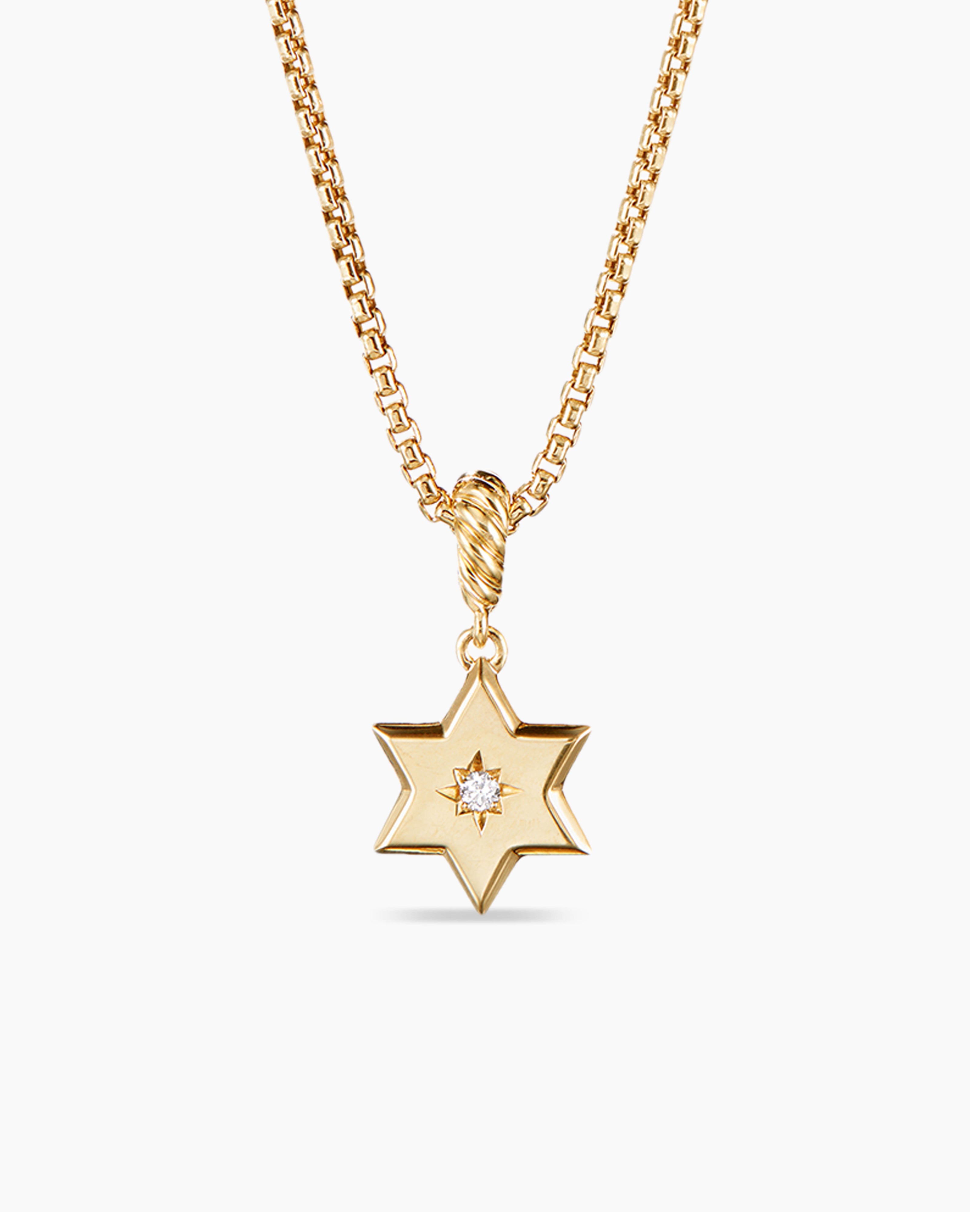14k White Gold 'Star of David' Pendant - Diamonds and Enamel
