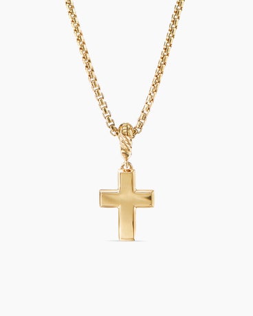 Cross Amulet in 18K Yellow Gold with Centre Diamond, 23.8mm