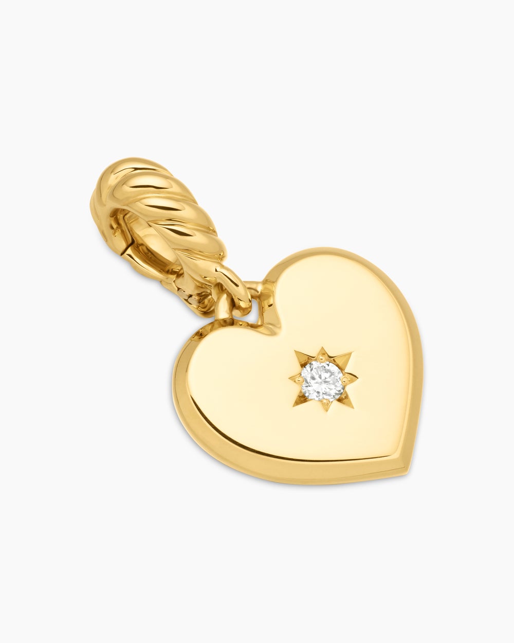 Amulette boussole cœur en or jaune 18 carats avec diamant central, 11,3 mm femmes