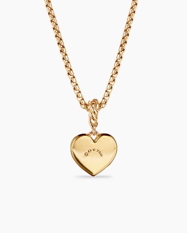 Compass Heart Amulet in 18K Yellow Gold with Center Diamond, 18.8mm