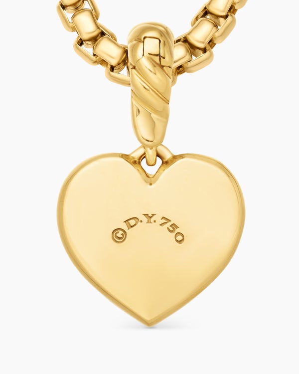 Compass Heart Amulet in 18K Yellow Gold with Center Diamond, 11.3mm