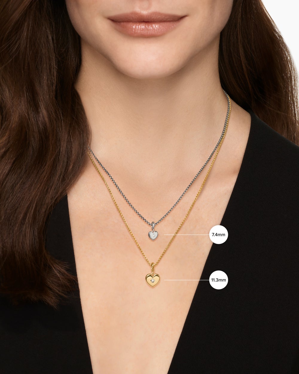 Amulette boussole cœur en or jaune 18 carats avec diamant central, 11,3 mm femmes