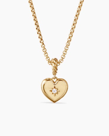 Compass Heart Amulet in 18K Yellow Gold with Centre Diamond, 18.8mm
