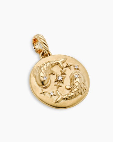 Pisces Amulet in 18K Yellow Gold with Diamonds, 28.7mm