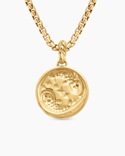 Womens Pisces Amulet in 18K Yellow Gold with Diamonds, 19mm