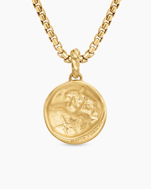 Womens Aries Amulet in 18K Yellow Gold with Diamonds, 19mm
