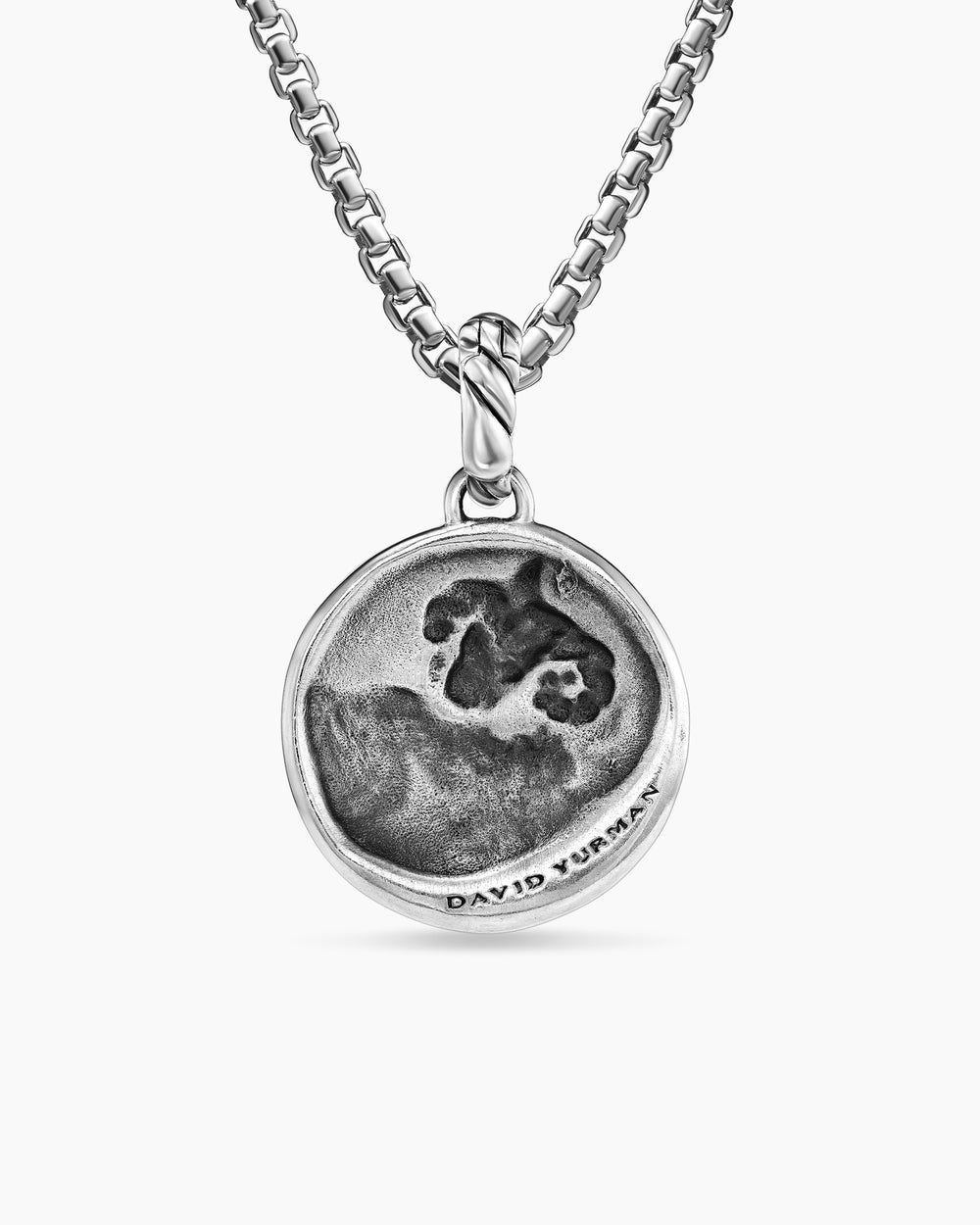 Womens Aries Amulet in Sterling Silver with 18K Yellow Gold and Diamonds, 19mm