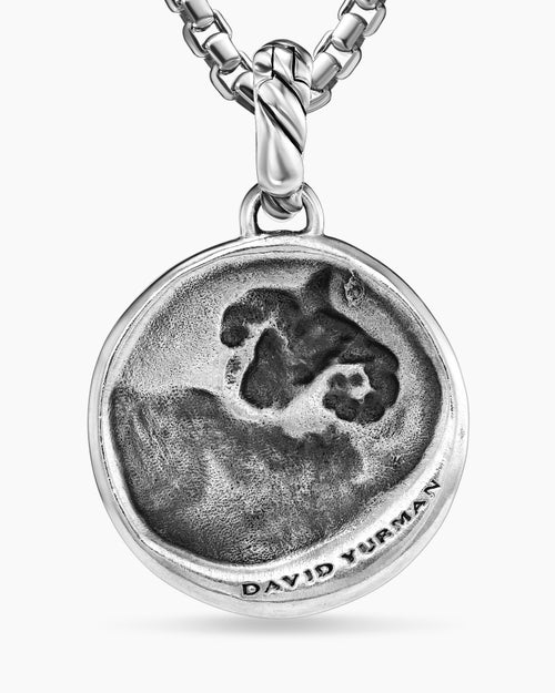 Womens Aries Amulet in Sterling Silver with 18K Yellow Gold and Diamonds, 19mm