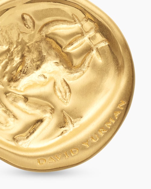 Womens Taurus Amulet in 18ct Yellow Gold with Diamonds, 19mm