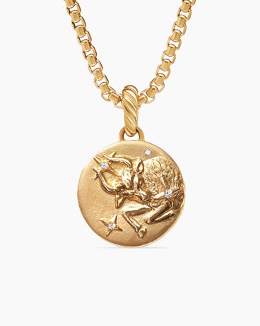 Taurus Amulet in 18K Yellow Gold with Diamonds, 28.7mm