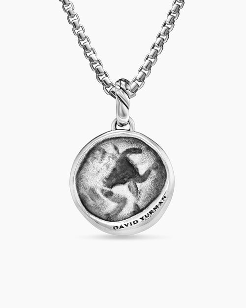 Womens Taurus Amulet in Sterling Silver with 18ct Yellow Gold and Diamonds, 19mm