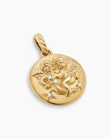 Gemini Amulet in 18K Yellow Gold with Diamonds, 28.7mm