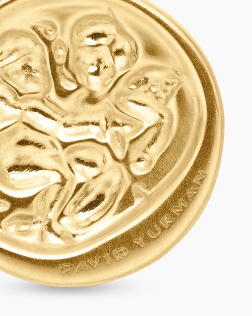 Womens Gemini Amulet in 18K Yellow Gold with Diamonds, 19mm