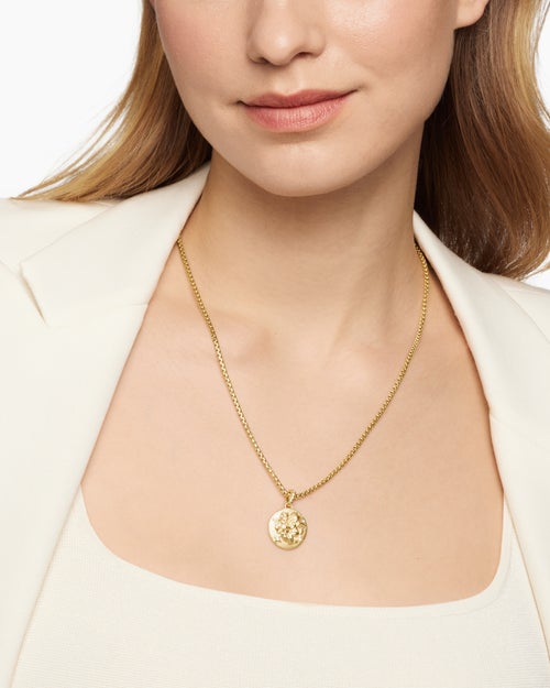 Womens Gemini Amulet in 18K Yellow Gold with Diamonds, 19mm