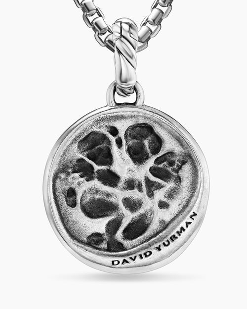 Womens Gemini Amulet in Sterling Silver with 18ct Yellow Gold and Diamonds, 19mm