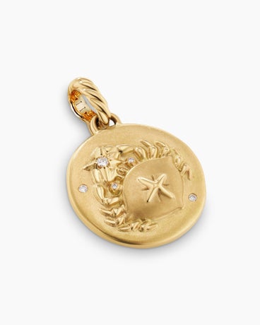 Cancer Amulet in 18K Yellow Gold with Diamonds, 28.7mm