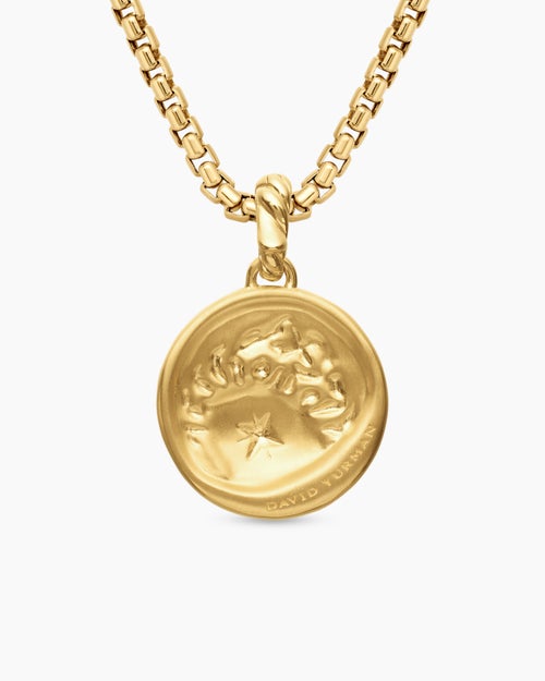 Womens Cancer Amulet in 18K Yellow Gold with Diamonds, 19mm