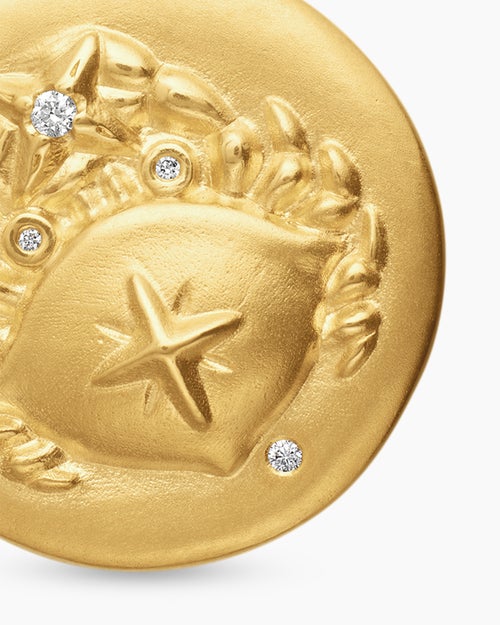 Womens Cancer Amulet in 18K Yellow Gold with Diamonds, 19mm