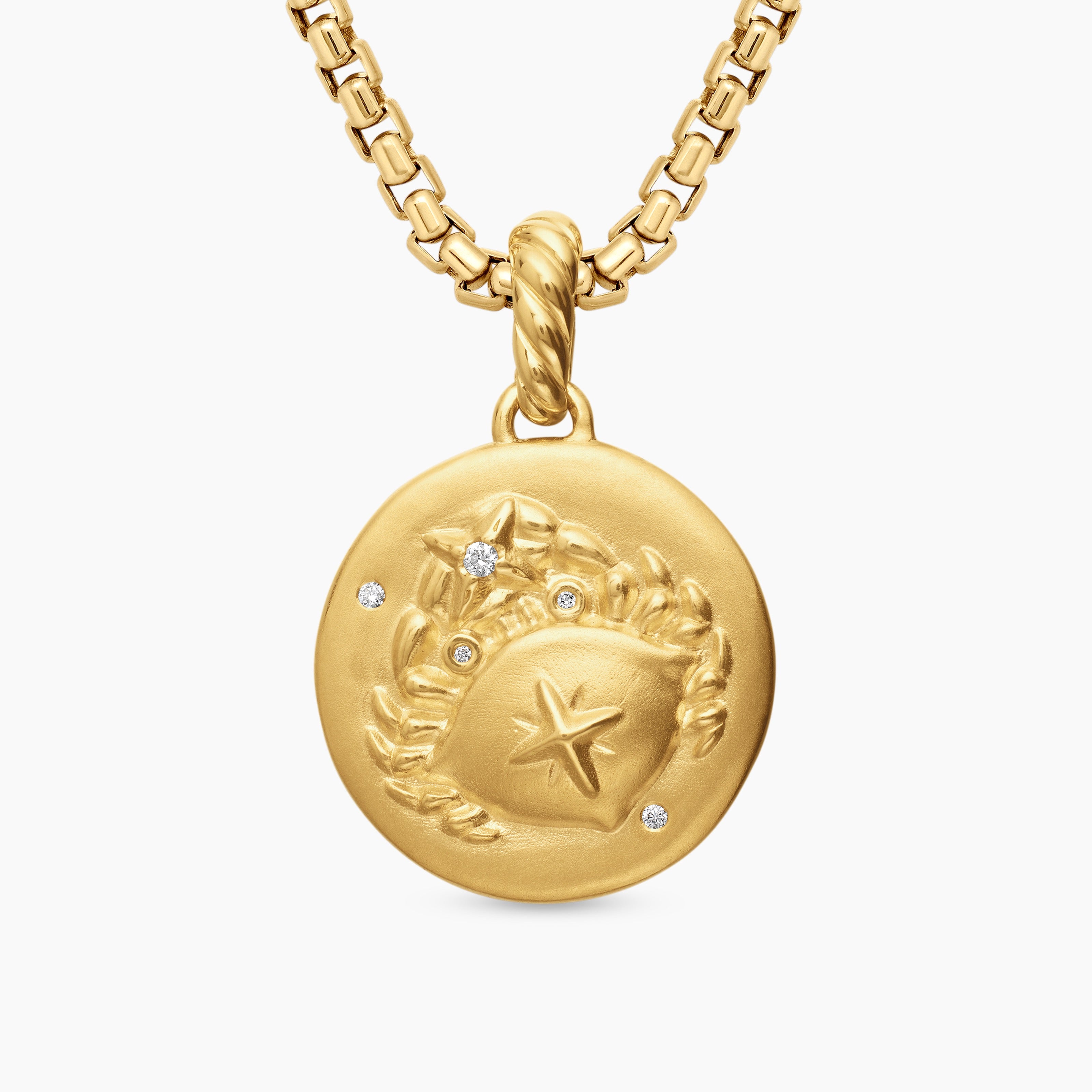 Womens Cancer Amulet in 18K Yellow Gold with Diamonds, 19mm