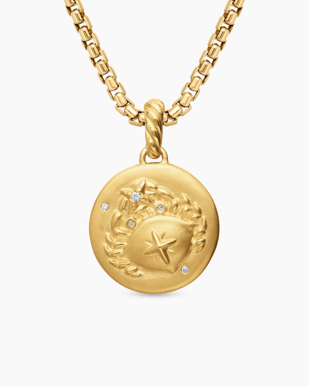 Womens Cancer Amulet in 18K Yellow Gold with Diamonds, 19mm
