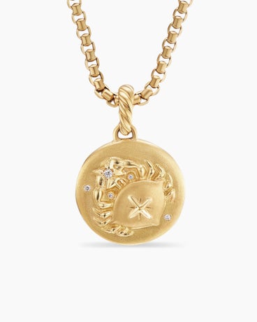 Cancer Amulet in 18K Yellow Gold with Diamonds, 28.7mm