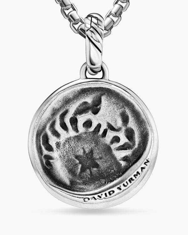 Cancer Amulet in Sterling Silver with 18K Yellow Gold and Diamonds, 19mm